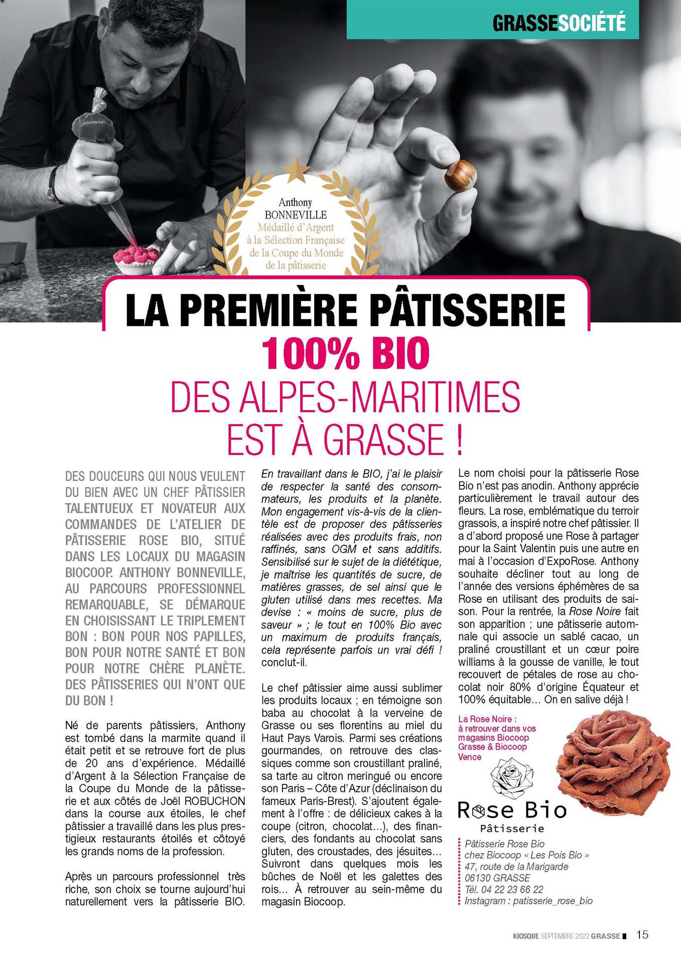 La Pâtisserie Rose Bio dans le Kiosque de Grasse